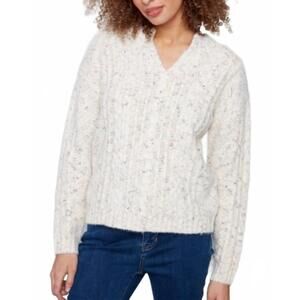 NEW CHARLIE B notch collar sweater in ecru
